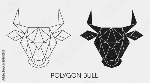 Abstract polygonal head bull. Geometric linear animal. Vector.	
