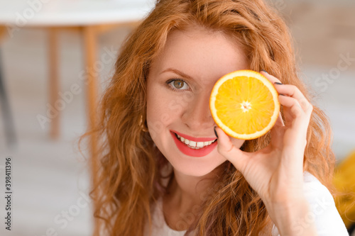Beautiful young woman with ...
