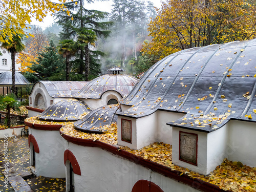 Termal Park and baths view in Termal, Yalova, popular thermal spring spa in Turkey in autumn photo