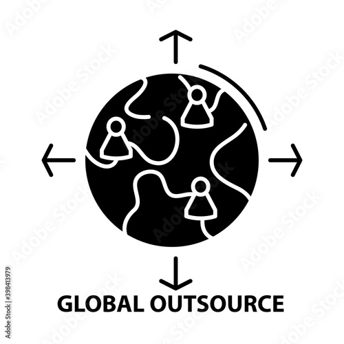 global outsource icon, black vector sign with editable strokes, concept illustration