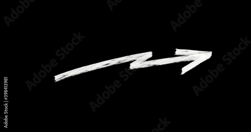 Set of Animated Hand Drawn Doodle Arrows. Arrow sketch handmade doodle swipe up symbol sign isolated on black background.