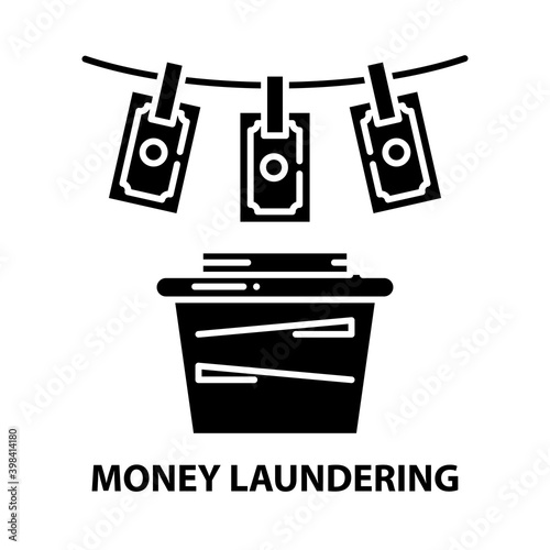 money laundering icon, black vector sign with editable strokes, concept illustration
