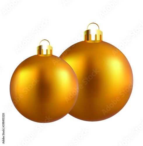 Golden Christmas ball vector illustration isolated on white background. Christmas ornament. Christmas bauble.