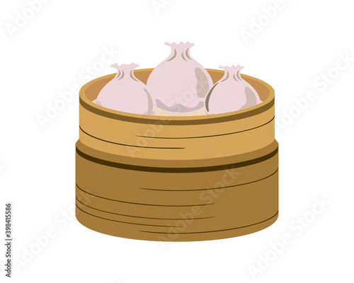 Xialongbao or Dim Sum on the Wooden Basket