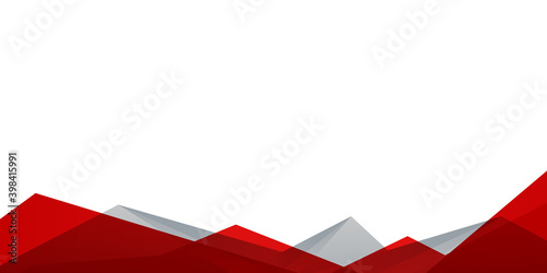 Abstract technology geometric red color shiny motion background. Red grey white mountain triangle abstract presentation on white background