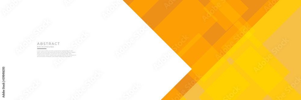 Abstract white yellow and orange warm tone background with simply square lines lighting element vector for wide banner presentation design