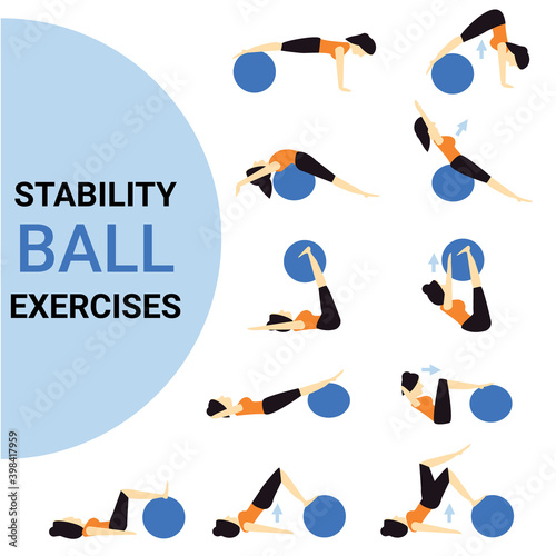 Illustration of stability ball exercise.
