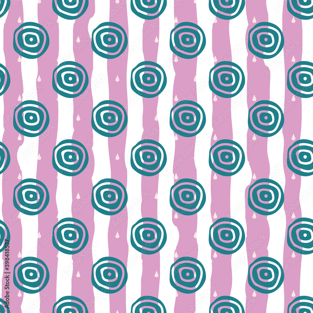 Naklejka premium Geometric vertical stripes rain drop circle seamless pattern. Modern stylish texture.