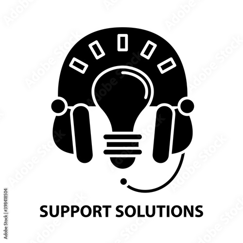 support solutions icon, black vector sign with editable strokes, concept illustration