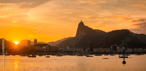 Beautiful panorama of Rio de Janeiro at sunset, Brazil. photo