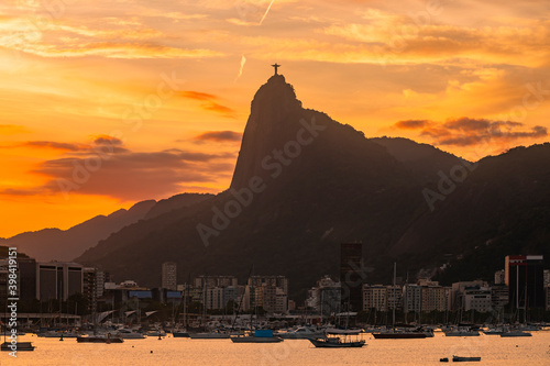 Canvas Print Beautiful panorama of Rio de Janeiro at sunset, Brazil.