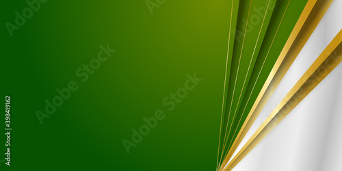 Modern 3D green white gold dark background for presentation design. Vector illustration design for presentation, banner, cover, web, flyer, card, poster, wallpaper, texture, slide, magazine