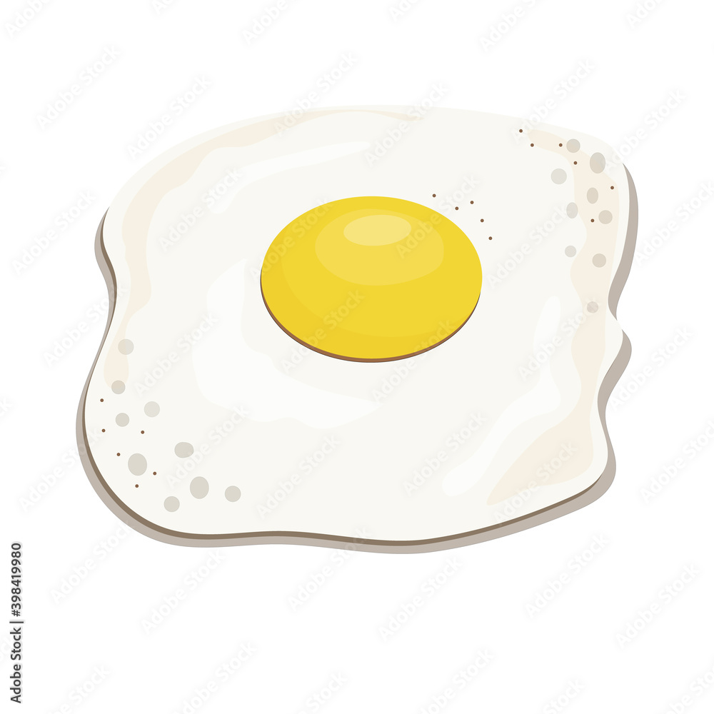 Fried egg for breakfast. Vector illustration of cooked scrambled eggs with spices Fried egg for breakfast. Vector illustration of cooked scrambled eggs with spices