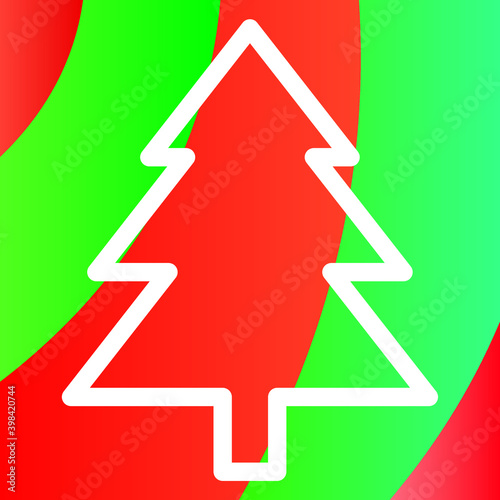 christmas tree on colorful background, abstract vector icon