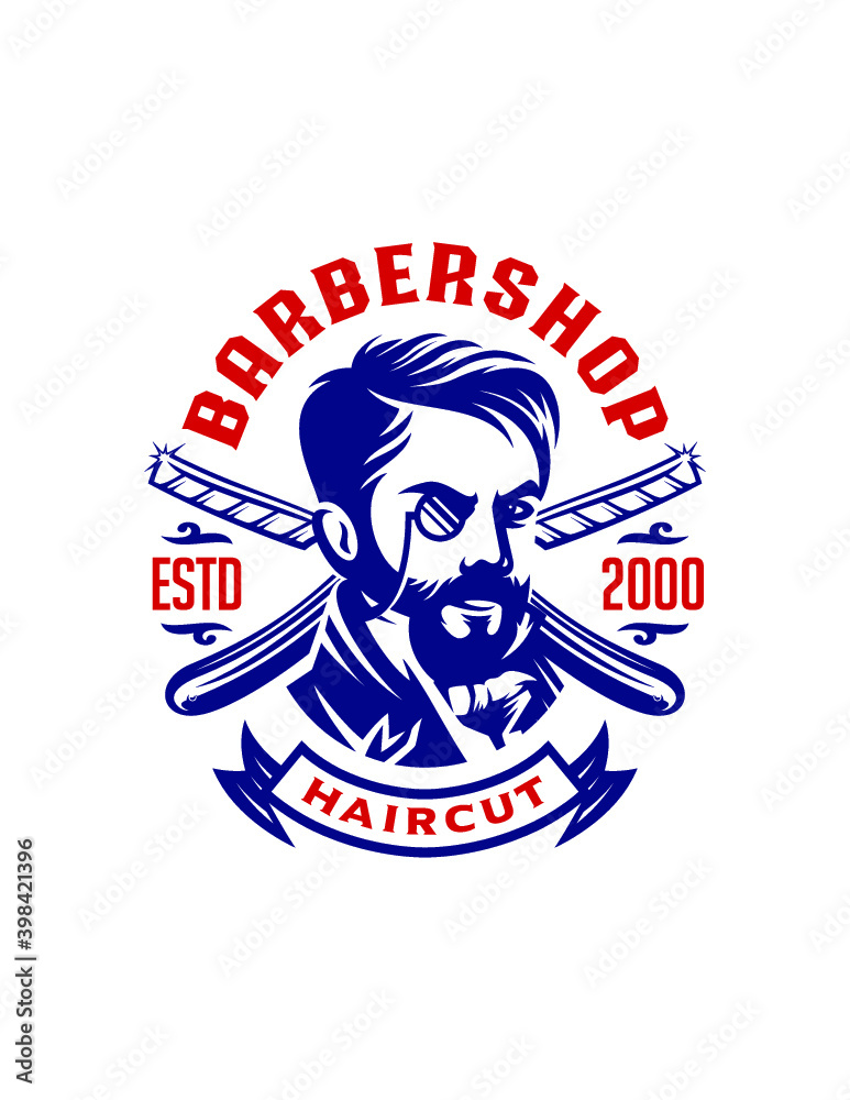 Barbershop victorian gentleman label logo template