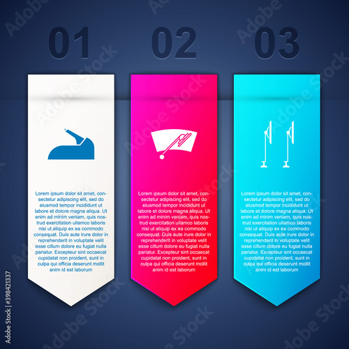Set Car handbrake, Windscreen wiper and . Business infographic template. Vector.