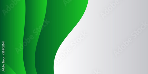 Abstract green white wave background. Vector illustration