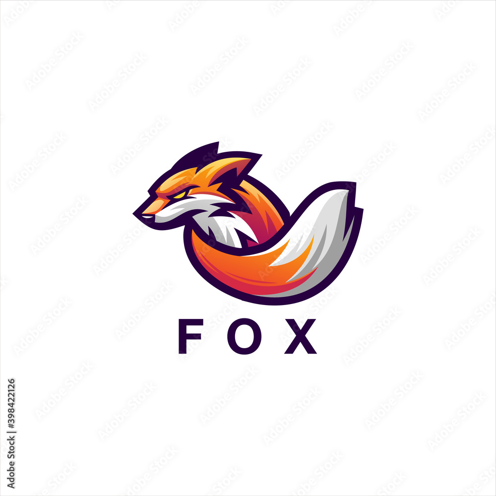 fox gaming gradient logo design