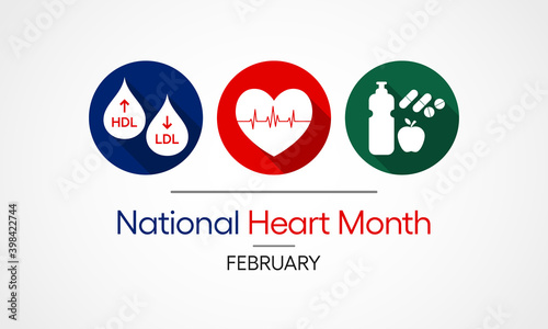 Vector illustration on the theme of National American Heart month observed each year during February across United States.