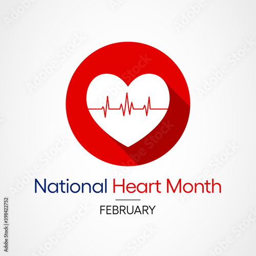 Vector illustration on the theme of National American Heart month observed each year during February across United States.