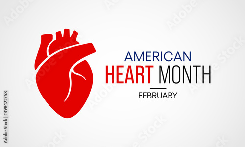 Vector illustration on the theme of National American Heart month observed each year during February across United States.