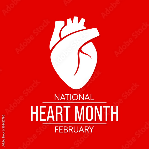 Vector illustration on the theme of National American Heart month observed each year during February across United States.