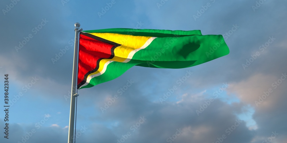 3d rendering of the national flag of the Guyana 3d rendering of the national flag of the Guyana