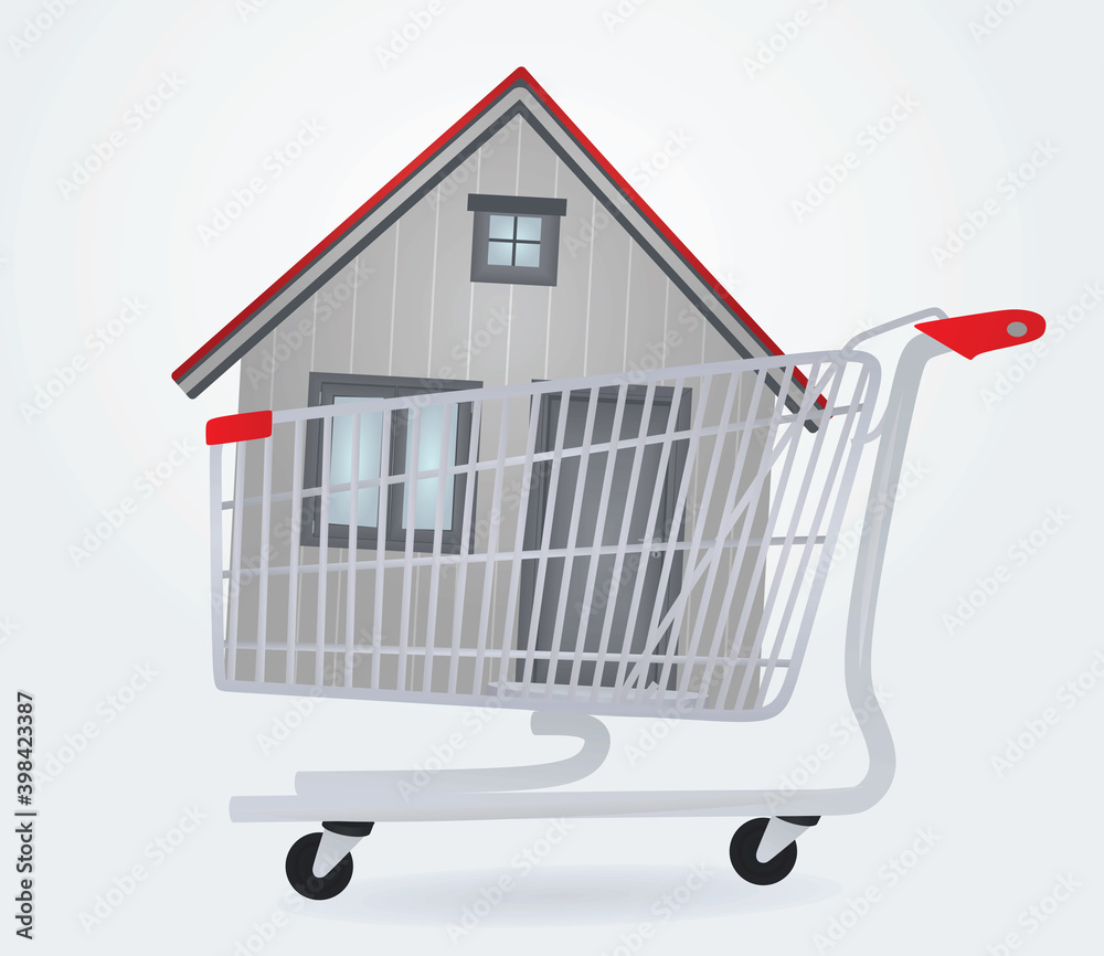 Shopping cart and home. vector Shopping cart and home. vector