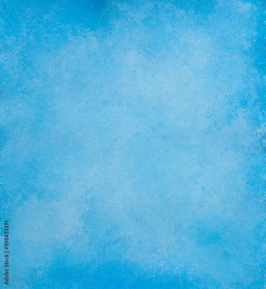 Blue hand-painted background texture with darkening at the edges, place for text 