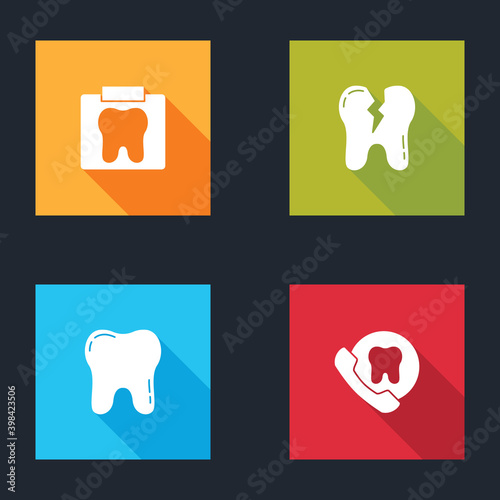 Set X-ray of tooth, Broken, Tooth and Online dental care icon. Vector.