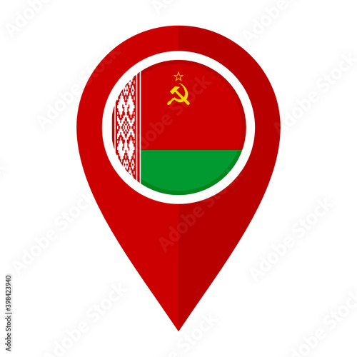 Free Download flat map marker icon with byelorussian soviet socialist republic flag isolated on white background	 - GFXLoad