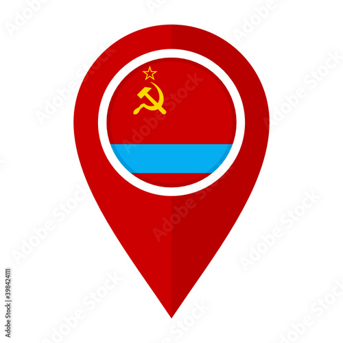 Free Download flat map marker icon with kazakkh soviet socialist republic flag isolated on white background	 - GFXLoad