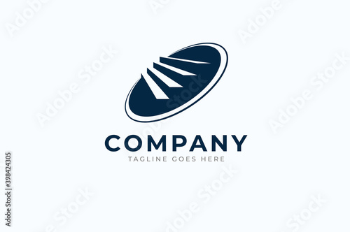 Stairs Logo. blue silhouette stairs isolated on white background, usable for architecture and business logo, Flat Vector Logo Design Template, vector illustration