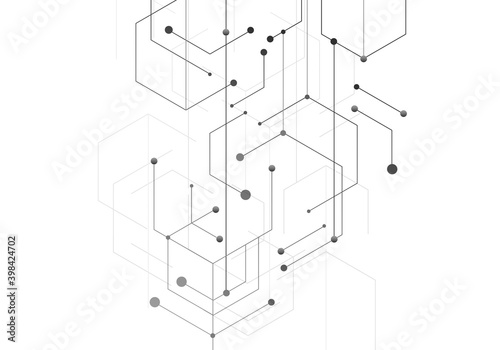 Hexagon technology connect in modern style on white background. Internet connection network high digital technology. Abstract background technology graphic design. Vector template