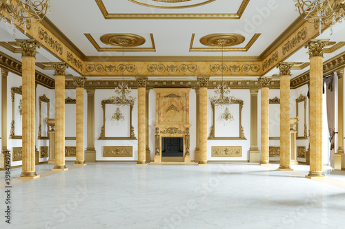 Photo The ballroom and restaurant in classic style. 3D render. 3d image