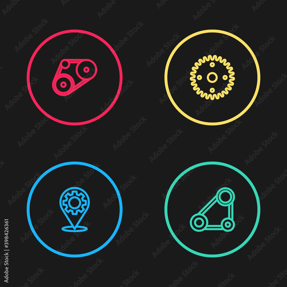 Set line Car service, Timing belt kit, Gear and icon. Vector. Set line Car service, Timing belt kit, Gear and icon. Vector.