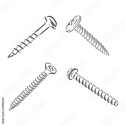 screw vector sketch illustration. Screw vector sketch icon isolated on background. Hand drawn Screw icon. Screw sketch icon for infographic, website or app.