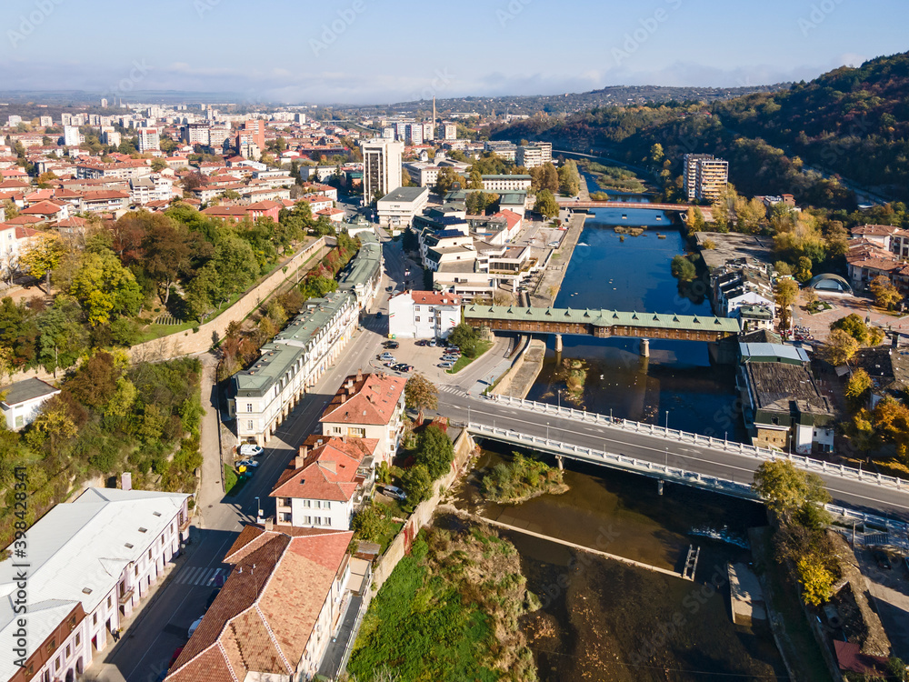 Obraz premium Aerial view of town of Lovech, Bulgaria