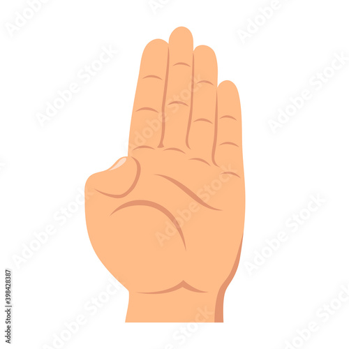 Stop - hand. Color simple vector icon on white background.