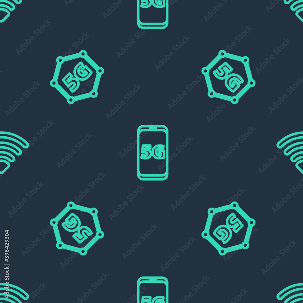 Set line Mobile with 5G network, and Wi-Fi wireless on seamless pattern. Vector. Set line Mobile with 5G network, and Wi-Fi wireless on seamless pattern. Vector.