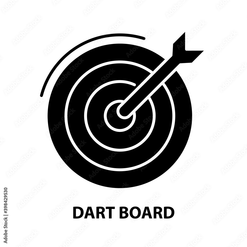 dart board icon, black vector sign with editable strokes, concept illustration dart board icon, black vector sign with editable strokes, concept illustration