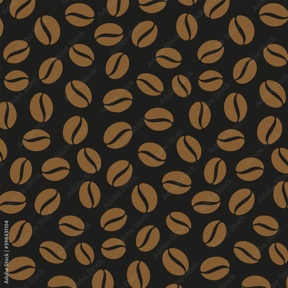 Obraz premium Dark Coffee Beans Seamless Pattern