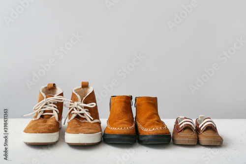 Child's shoes on light background