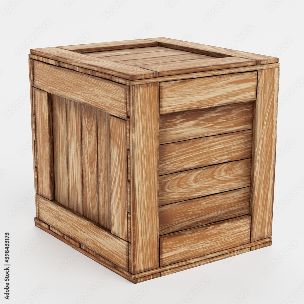 Realistic 3D Render of Wooden Box Realistic 3D Render of Wooden Box
