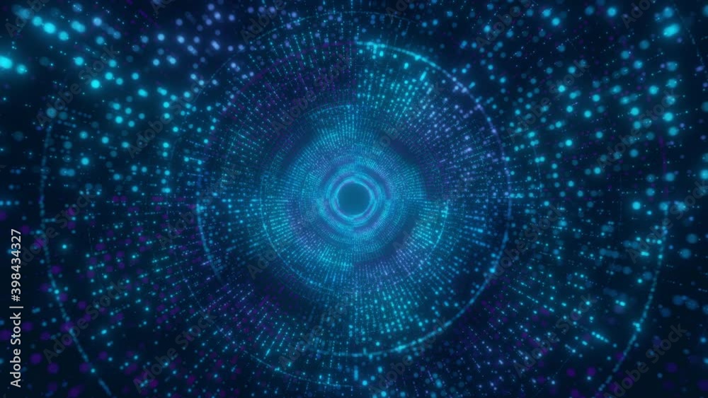 Infinite digital light blue with circle tunnel seamless loop Infinite digital light blue with circle tunnel seamless loop