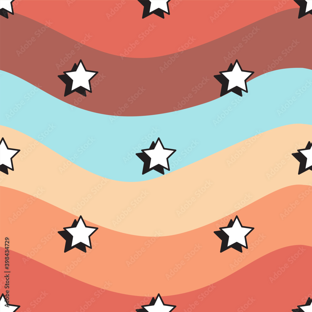 Aesthetic VSCO seamless pattern. Aesthetic stars and strips