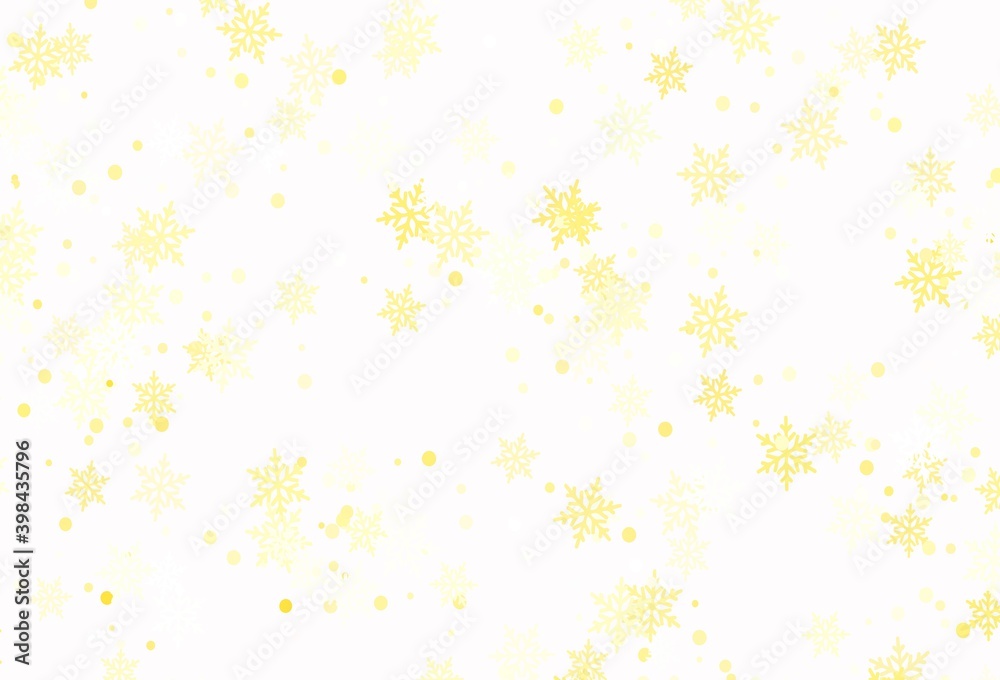 Light Yellow vector pattern with christmas snowflakes.