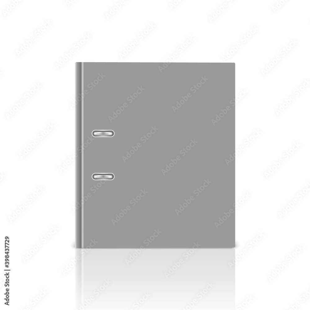 Vector 3d Closed Realistic Closed Gray Blank Office Binder Cover with Metal Rings for A4 Paper Closeup Isolated on White Background with Reflection. 4cm, 5cm. Design Template, Mockup, Front View Vector 3d Closed Realistic Closed Gray Blank Office Binder Cover with Metal Rings for A4 Paper Closeup Isolated on White Background with Reflection. 4cm, 5cm. Design Template, Mockup, Front View