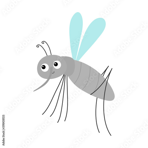 Mosquito gnat icon. Cute cartoon kawaii funny character. Insect bug collection. Baby illustration. Flat design. White background. Isolated. © worldofvector