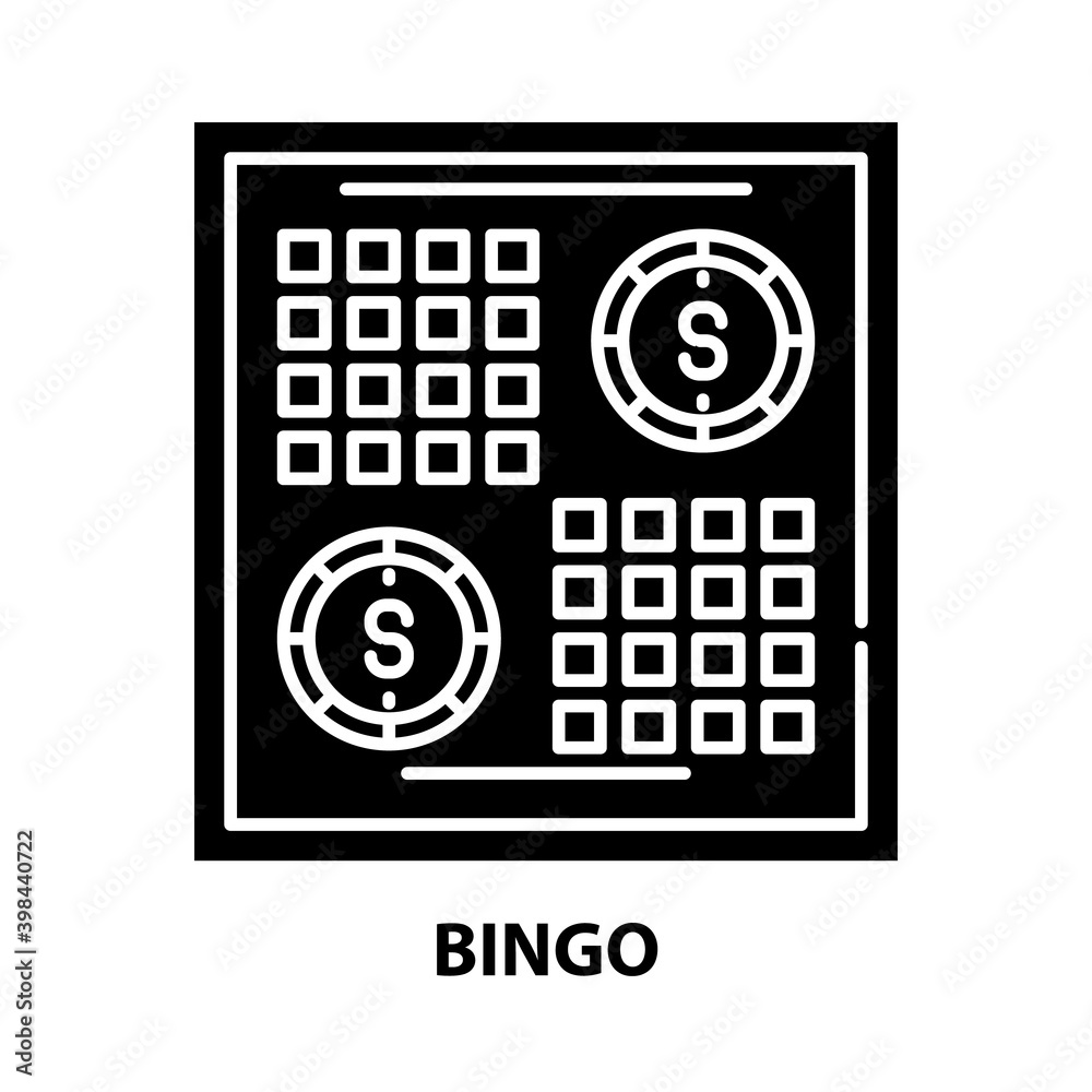 bingo icon, black vector sign with editable strokes, concept illustration bingo icon, black vector sign with editable strokes, concept illustration